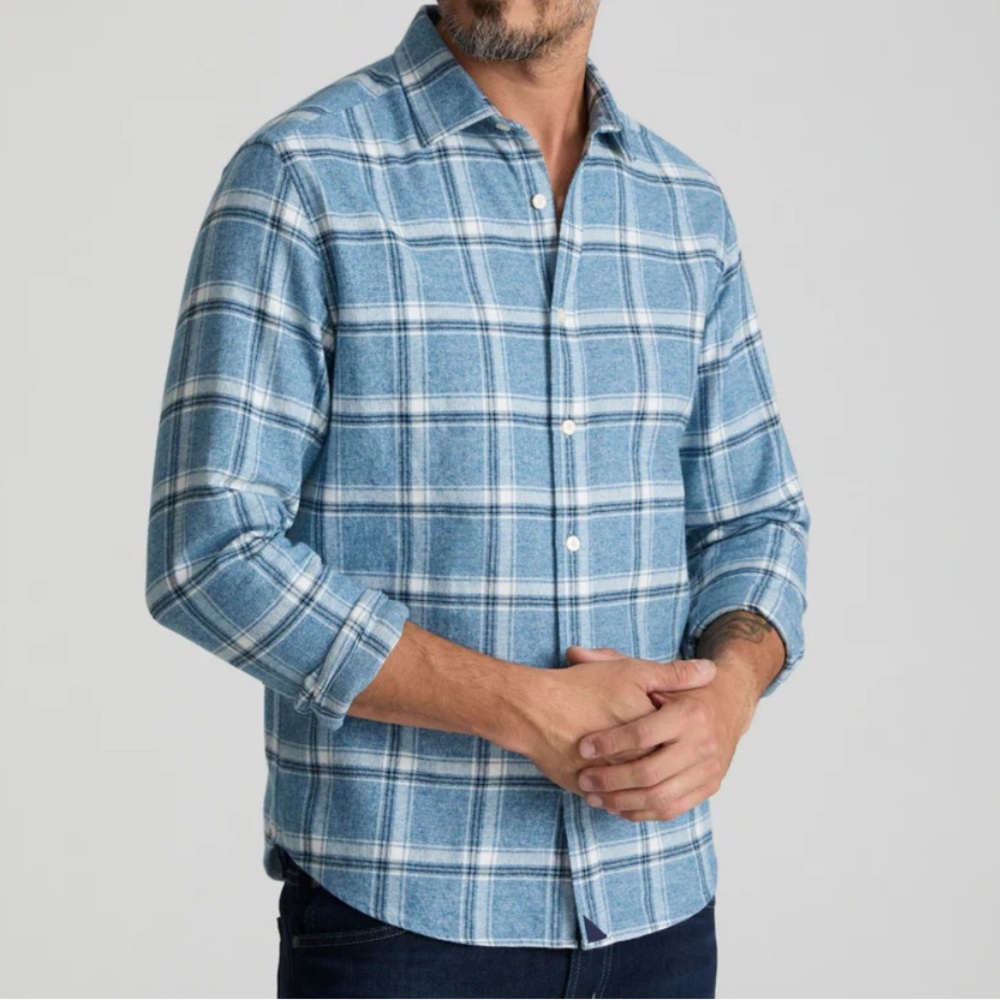 Untuckit Men's Blue Plaid Shirt
